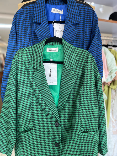 Houndstooth Single Breasted Blazer
